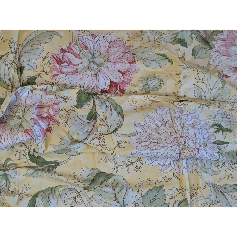 Pottery Barn Yellow Laine Floral Mums Queen Duvet Cover & 2 Shams - Picture 4 of 5